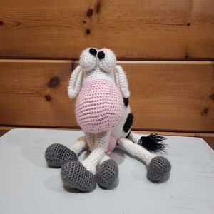 Amigurimi Moo-na-lisa Crochet Handmade Plush Funny Little Cow Stuff Anim HTF F32